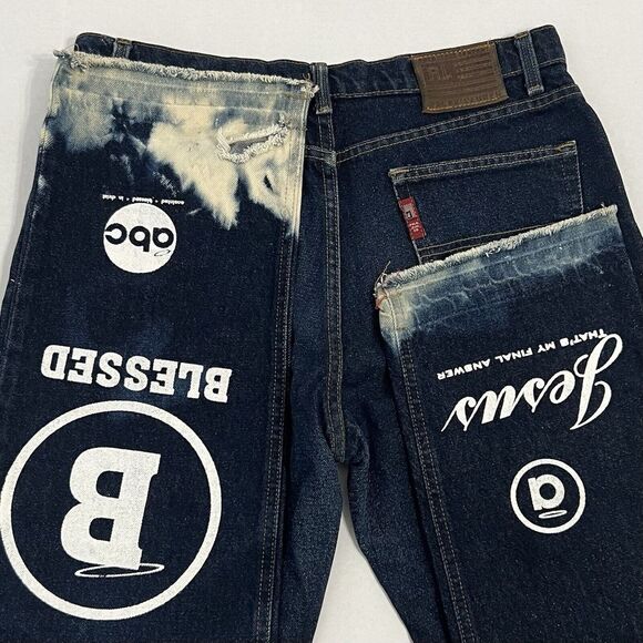 Polo Jeans Company Ralph Lauren Women´s 12x31 Saturday Jean Rare Graphic Print Straight Leg